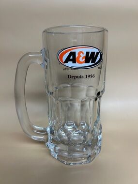 A&W Branded Clear Glass root Beer Mug 7 inches